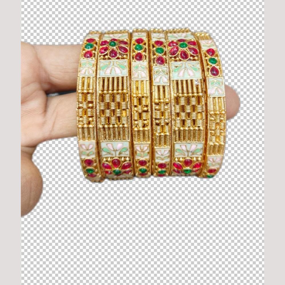 Manisha Jewellery Antique Pota And Meenakari Work Bangles Set