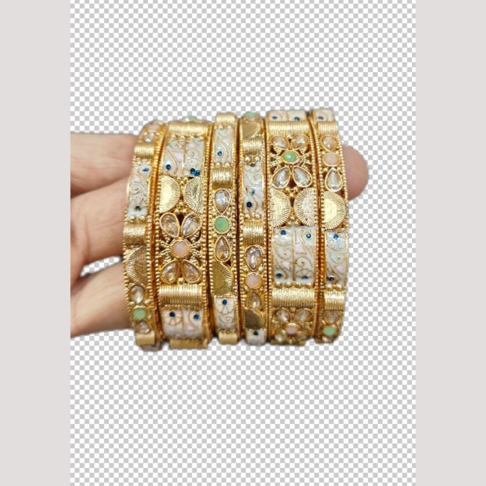 Manisha Jewellery Antique Pota And Meenakari Work Bangles Set