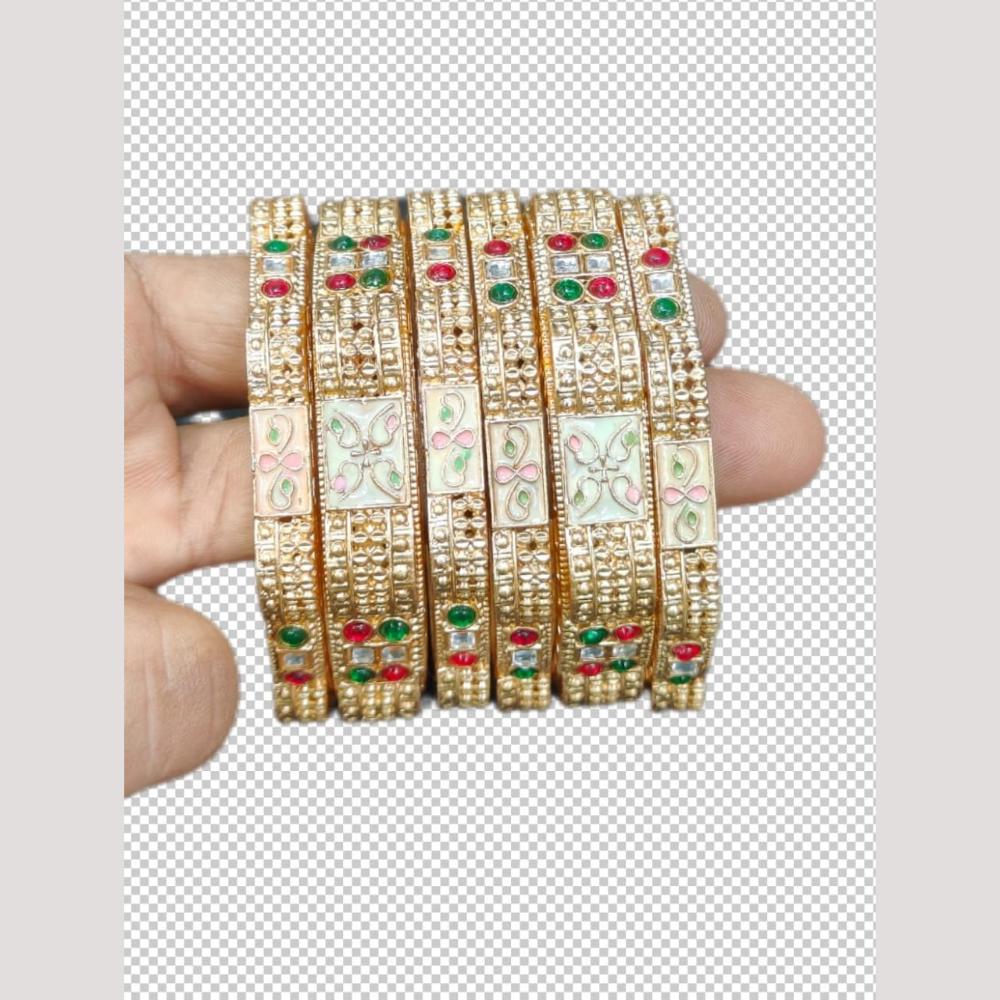 Manisha Jewellery Antique Pota And Meenakari Work Bangles Set
