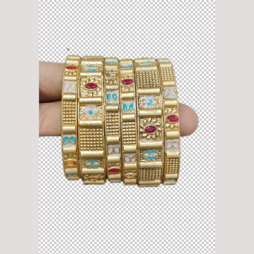 Manisha Jewellery Antique Pota And Meenakari Work Bangles Set
