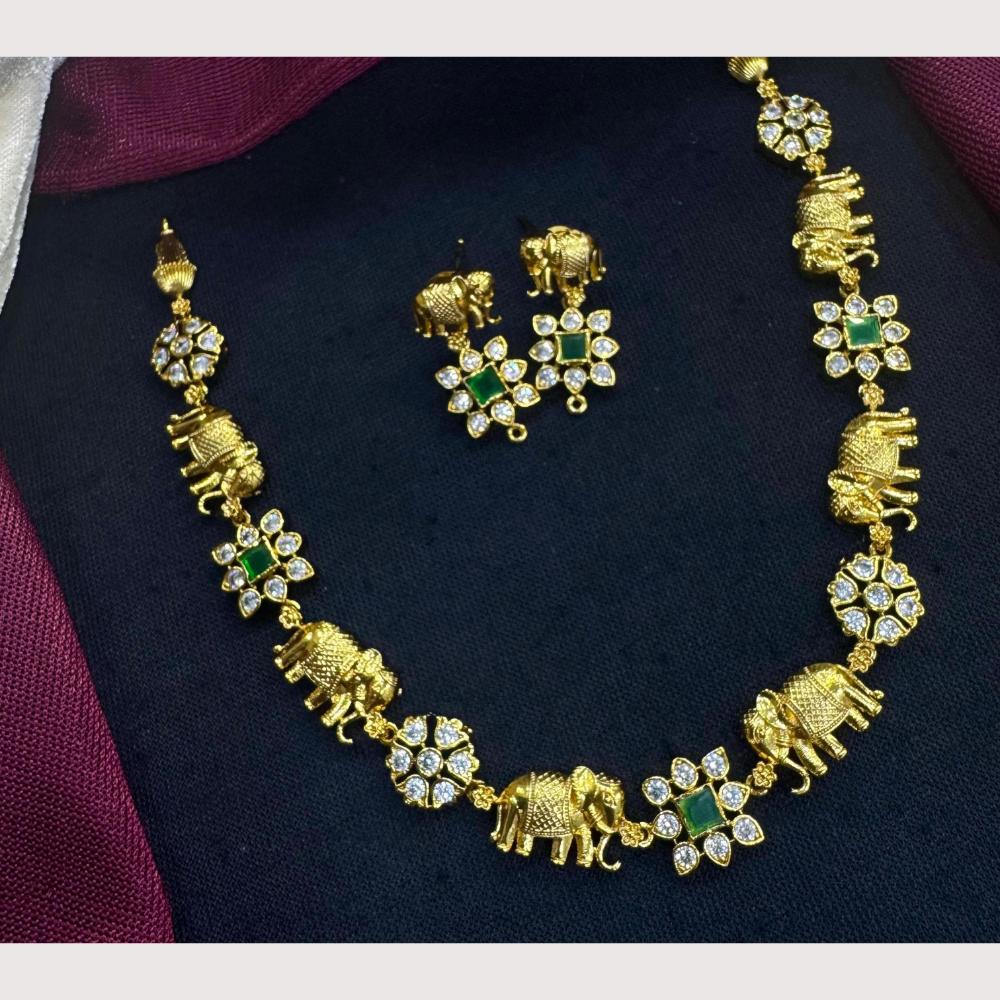 Manisha Jewellery Royal Elephant Design Pota Stone Necklace Set