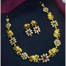 Manisha Jewellery Royal Elephant Design Pota Stone Necklace Set