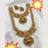 Manisha Jewellery Antique Adorned Pota Stone And Pearls Temple Double Necklace Set 