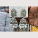 Manisha Jewellery Rhodium Plated Shiny Austrian Stone And Pearl Jhumki Earrings