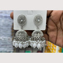 Manisha Jewellery Rhodium Plated Shiny Austrian Stone And Pearl Jhumki Earrings