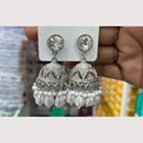 Manisha Jewellery Rhodium Plated Shiny Austrian Stone And Pearl Jhumki Earrings