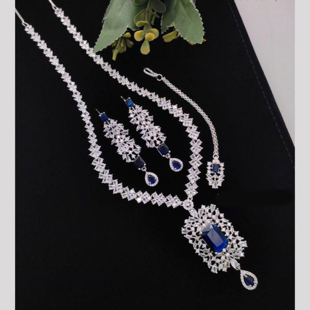 Manisha Jewellery American Diamond Necklace Set with Teardrop Earrings