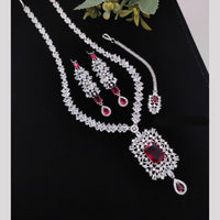Manisha Jewellery American Diamond Necklace Set with Teardrop Earrings