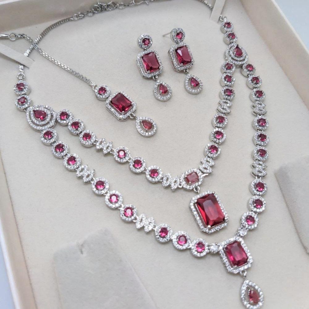 Manisha Jewellery American Diamond Necklace Set with Mangtikka Earrings