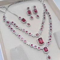 Manisha Jewellery American Diamond Necklace Set with Mangtikka Earrings