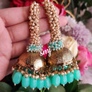 Manisha Jewellery Antique Finish Gold Dome Jhumka with Beads and Pearl Cluster Drops