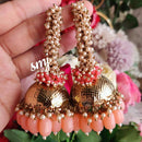 Manisha Jewellery Antique Finish Gold Dome Jhumka with Beads and Pearl Cluster Drops