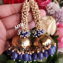 Manisha Jewellery Antique Finish Gold Dome Jhumka with Beads and Pearl Cluster Drops