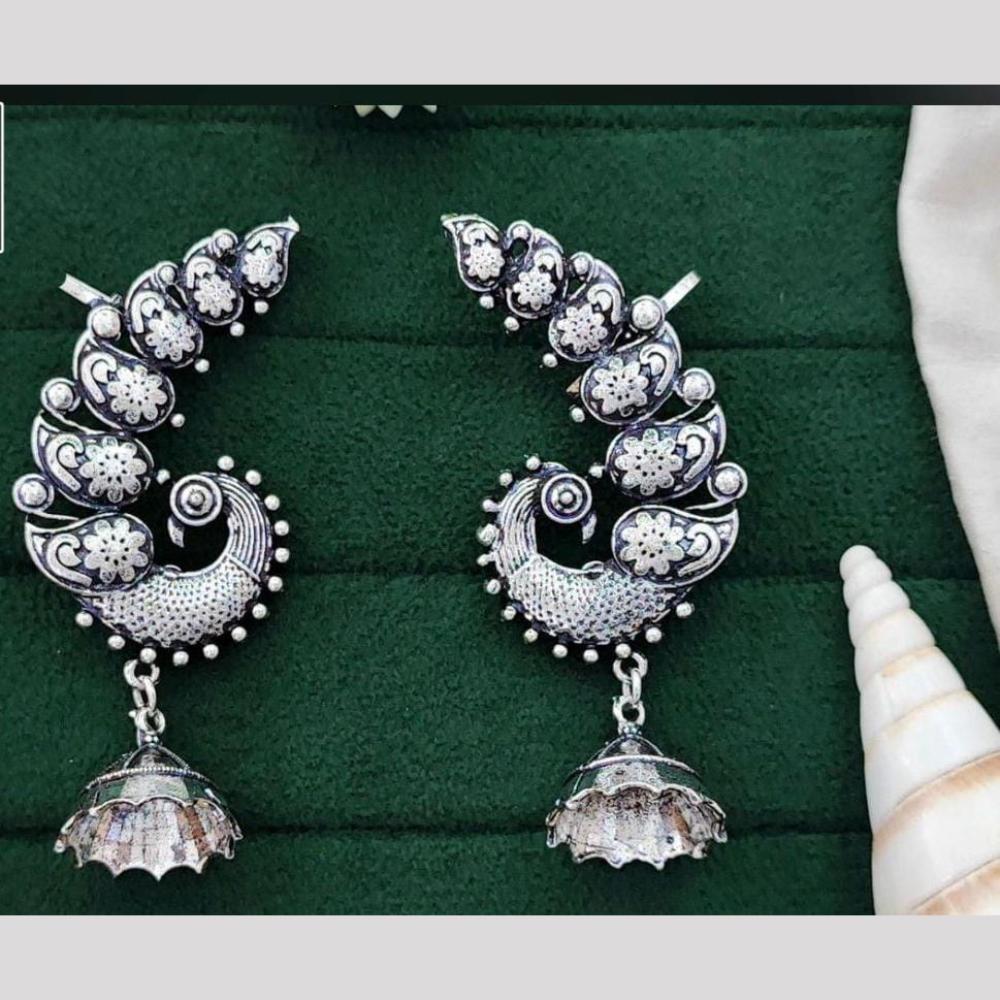 Manisha Jewellery Heritage Inspired Rhodium Jhumka Earrings