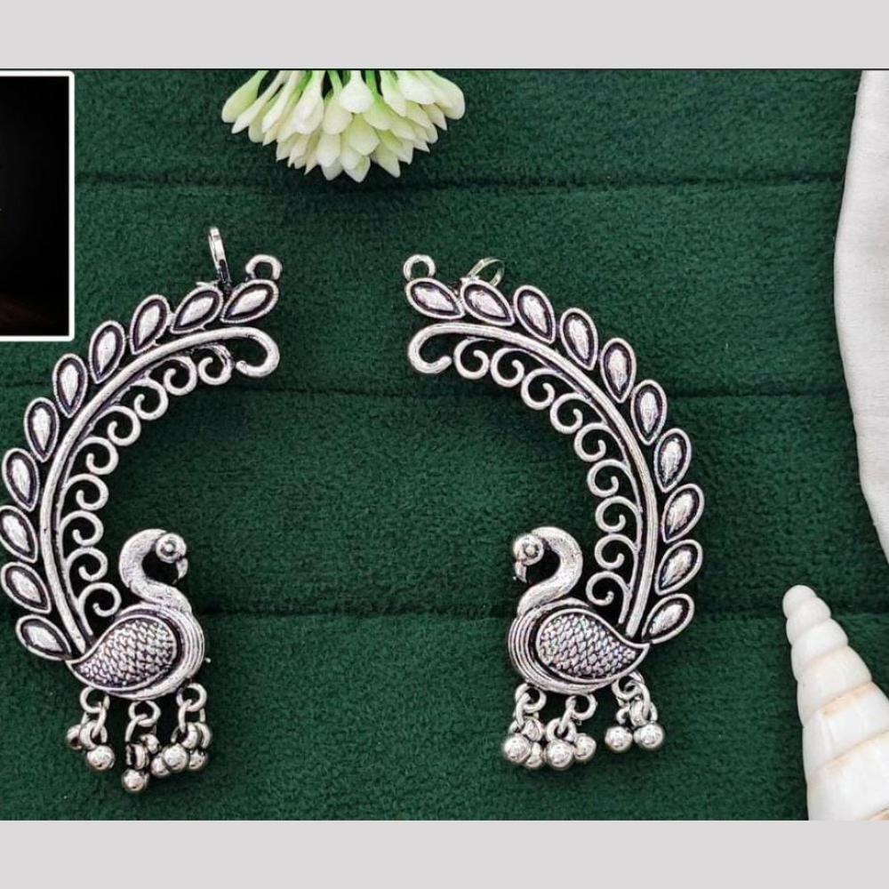 Manisha Jewellery Dancing Peacock Jhumkas Rhodium Finish Earrings