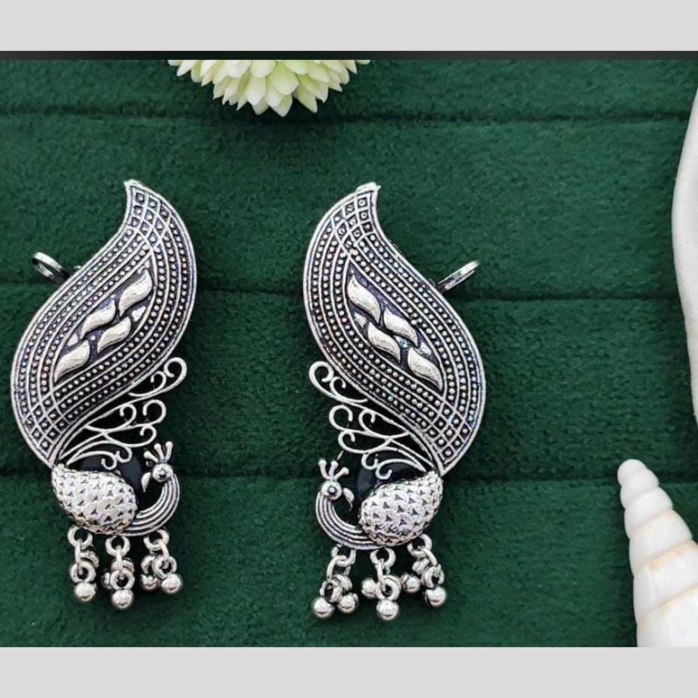 Manisha Jewellery Peacock Glory Rhodium Plated Jhumka Earrings