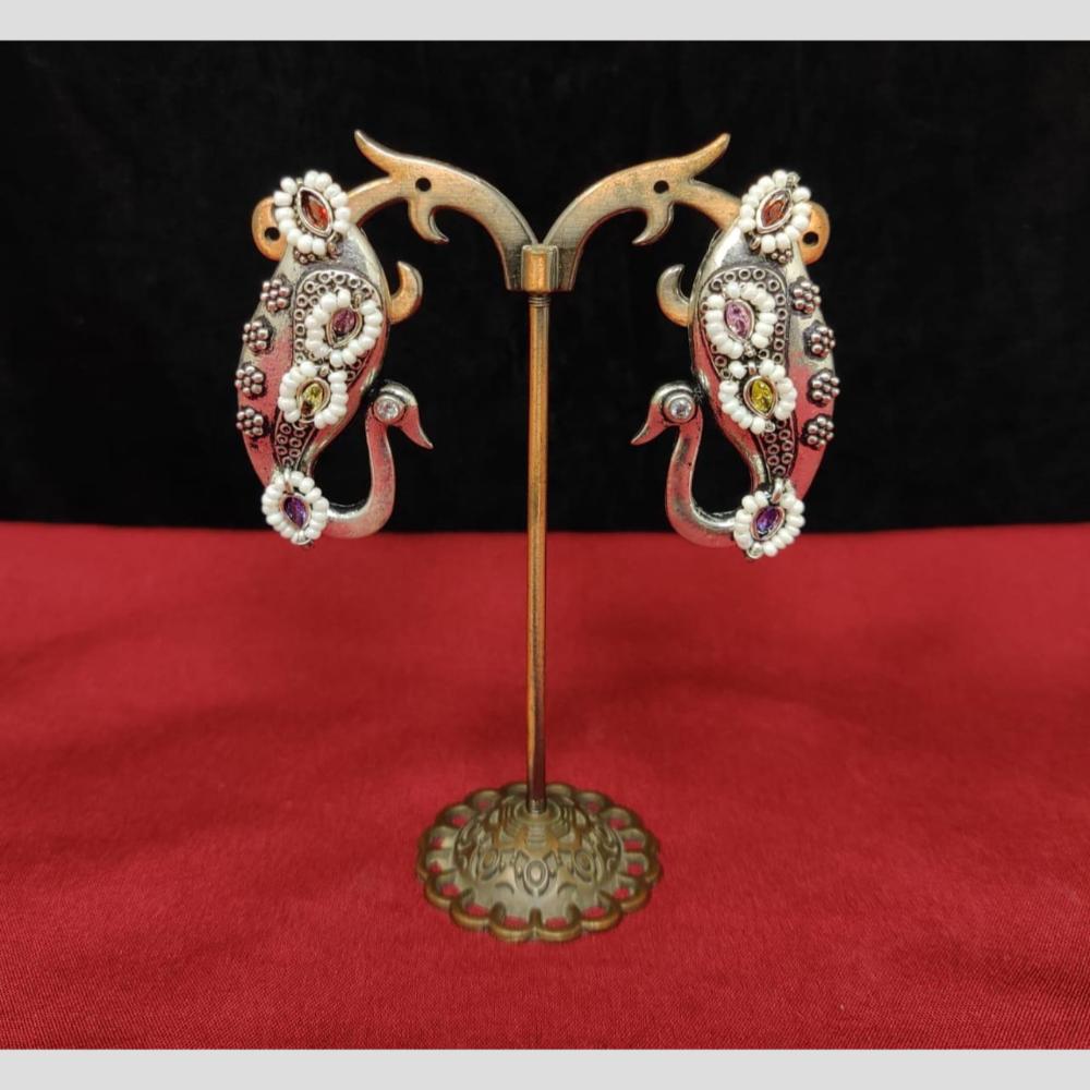 Manisha Jewellery Pota And Pearl Peacock Design Dangler Earrings
