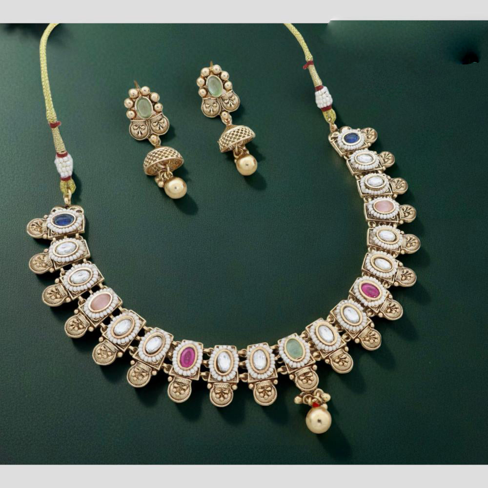 Manisha Jewellery  Grand Pota Stone And Pearl Necklace Set