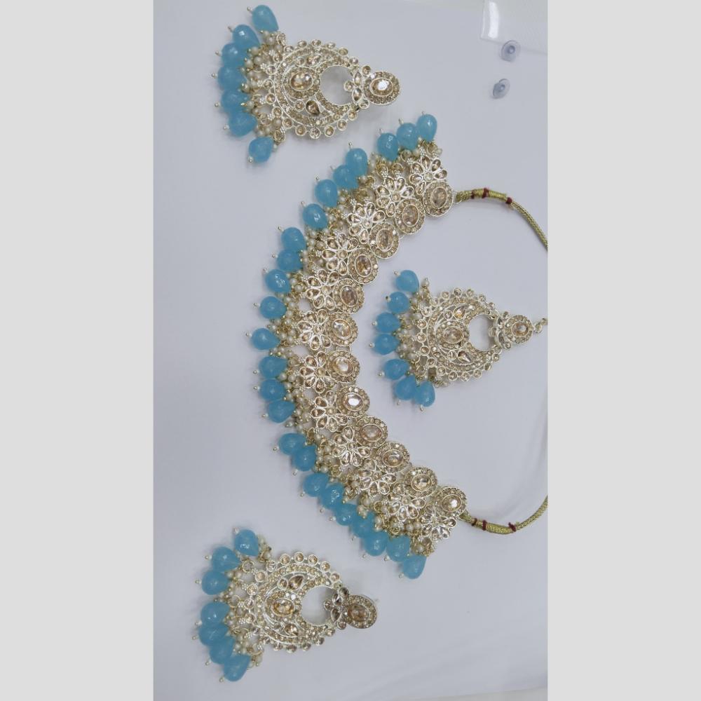 Manisha Jewellery Ethnic Necklace Set with Austrian Stones and Bead Detailing