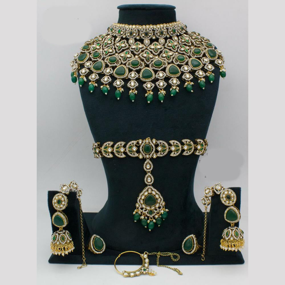 Manisha Jewellery Kundan Stone Mughal Majesty Grand Semi Bridal Necklace Set