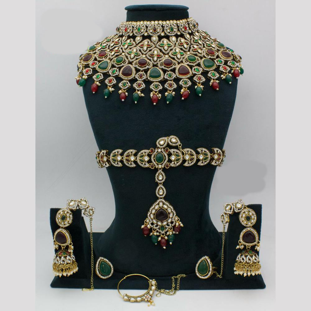 Manisha Jewellery Kundan Stone Mughal Majesty Grand Semi Bridal Necklace Set