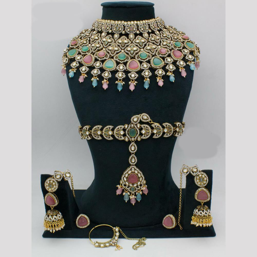 Manisha Jewellery Kundan Stone Mughal Majesty Grand Semi Bridal Necklace Set