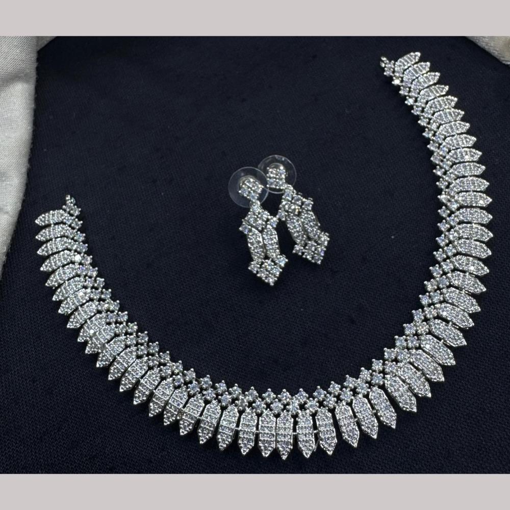 Manisha Jewellery Elegant Rhodium Plated Austrian Stone Necklace Set