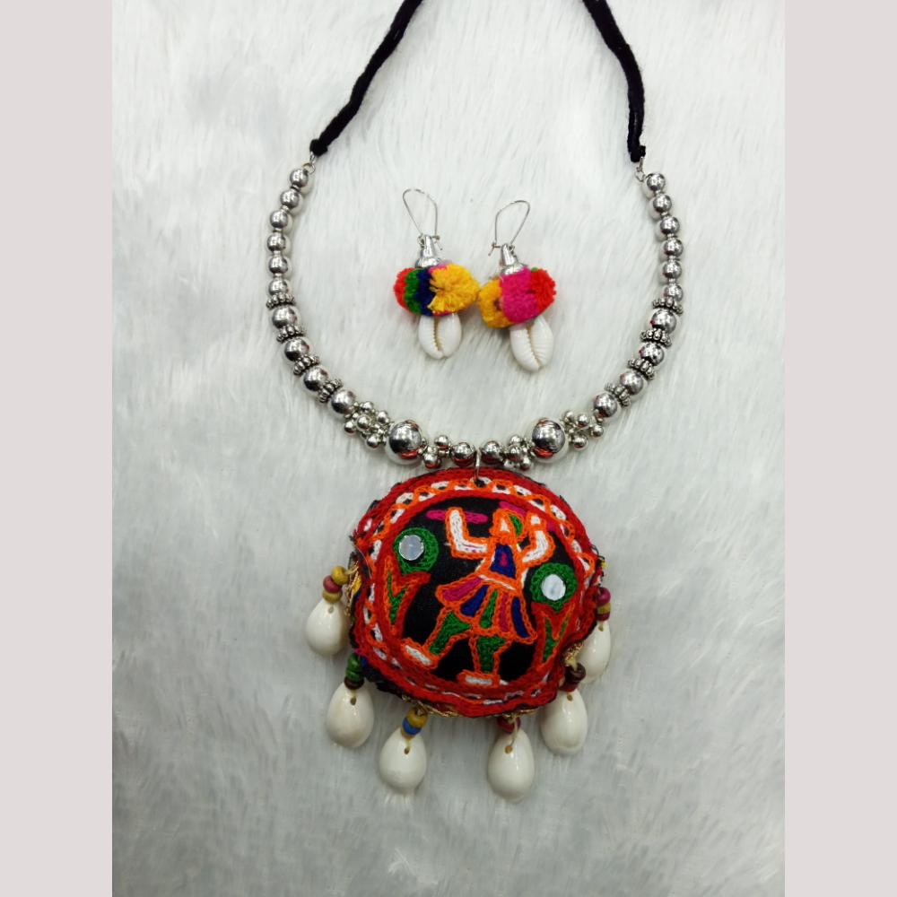 Manisha Jewellery Boho Mirror And Pom Pom Long  Necklace Set