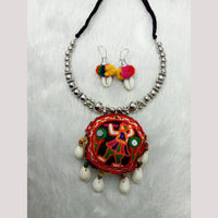 Manisha Jewellery Boho Mirror And Pom Pom Long  Necklace Set