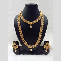 Manisha Jewellery Antique Double Layer with Pearl Drop Necklace Set