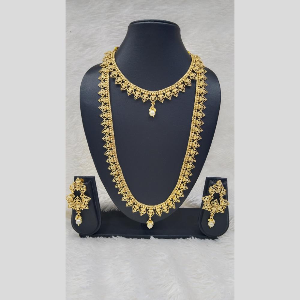 Manisha Jewellery Antique Double Layer with Pearl Drop Necklace Set
