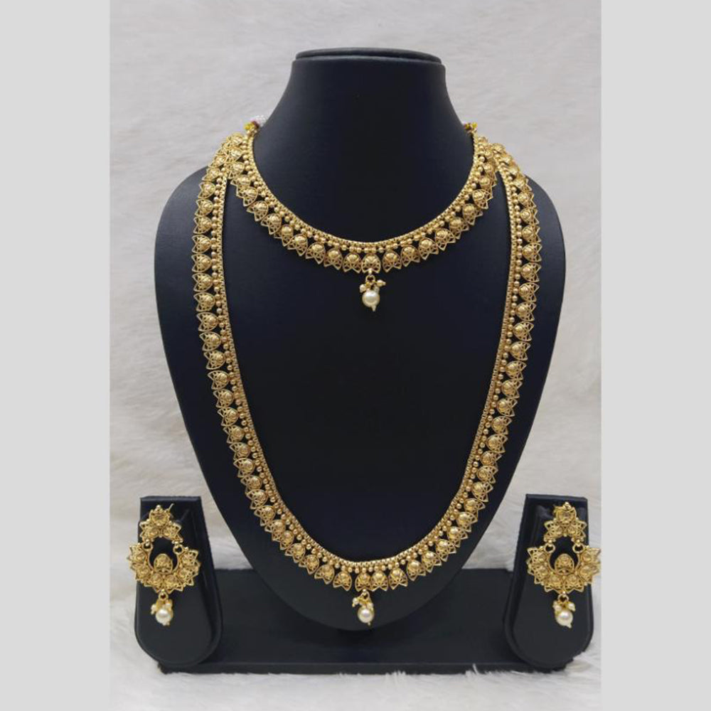 Manisha Jewellery Antique Double Layer with Pearl Drop Necklace Set