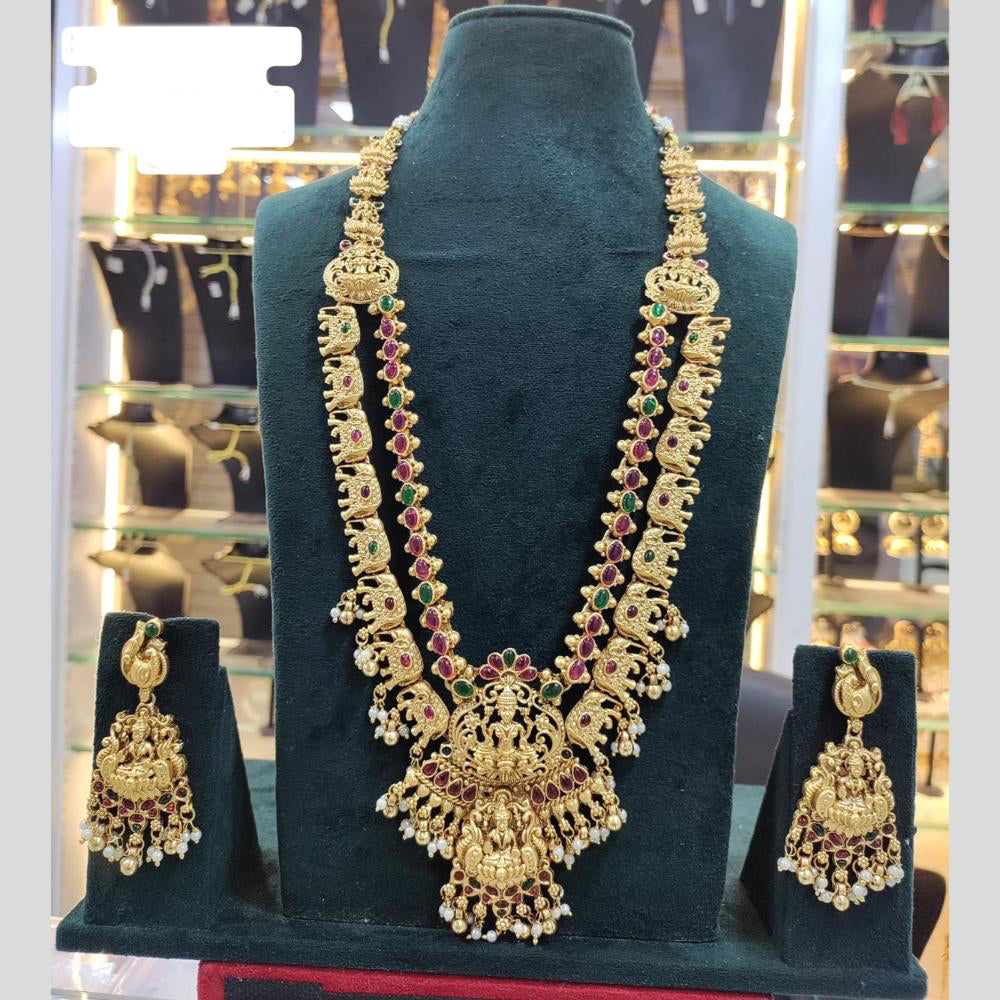 Manisha Jewellery Antique Long Temple Necklace Set