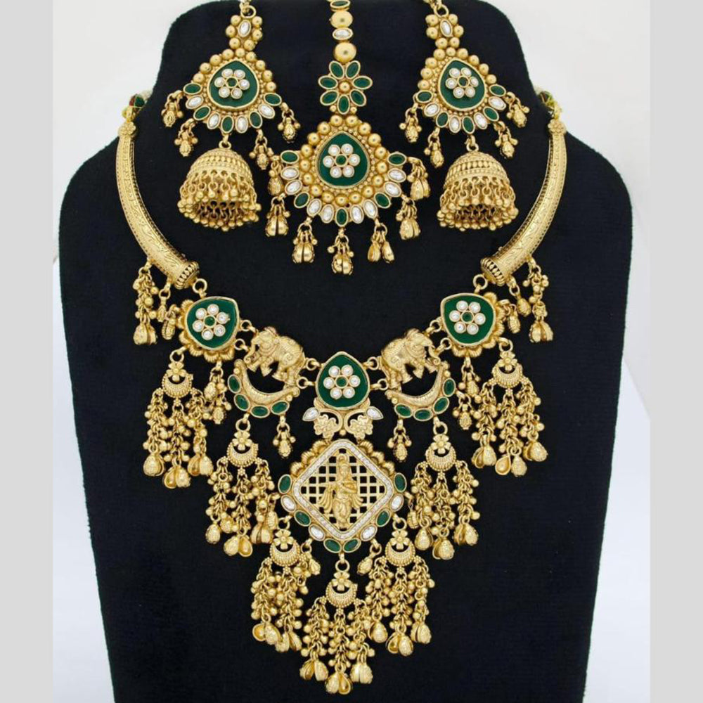 Manisha Jewellery Divine Heritage Temple Necklace Set with Enamel Work