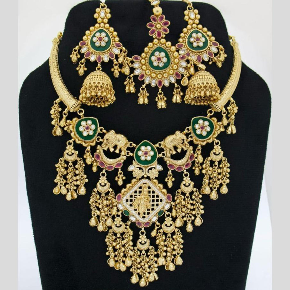 Manisha Jewellery Divine Heritage Temple Necklace Set with Enamel Work