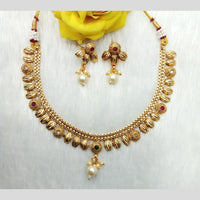 Manisha Jewellery Antique Finish Pota Stone Necklace Set with Pearl Drop