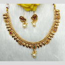 Manisha Jewellery Antique Finish Pota Stone Necklace Set with Pearl Drop