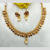 Manisha Jewellery Antique Finish Pota Stone Necklace Set with Pearl Drop
