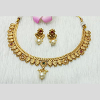 Manisha Jewellery Antique Finish Pota Stone Necklace Set with Pearl Drop