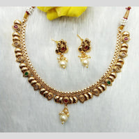 Manisha Jewellery Antique Finish Pota Stone Necklace Set with Pearl Drop