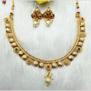 Manisha Jewellery Antique Finish Pota Stone Necklace Set with Pearl Drop