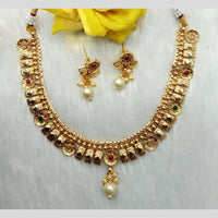 Manisha Jewellery Antique Finish Pota Stone Necklace Set with Pearl Drop