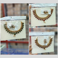 Manisha Jewellery Traditional Pota Stone Necklace Set with Pearl Drop