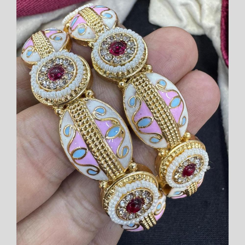 Manisha Jewellery Designer Bangles Set with Meenakari Touch and Pearls