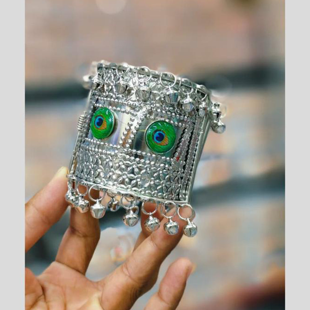 Manisha Jewellery Rhodium Plated Openable Kada with Bells