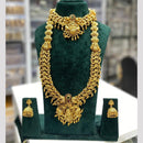 Manisha Jewellery Elegance Sparkle Gold Plated Pota Stone And Pearl Temple Double Necklace Set