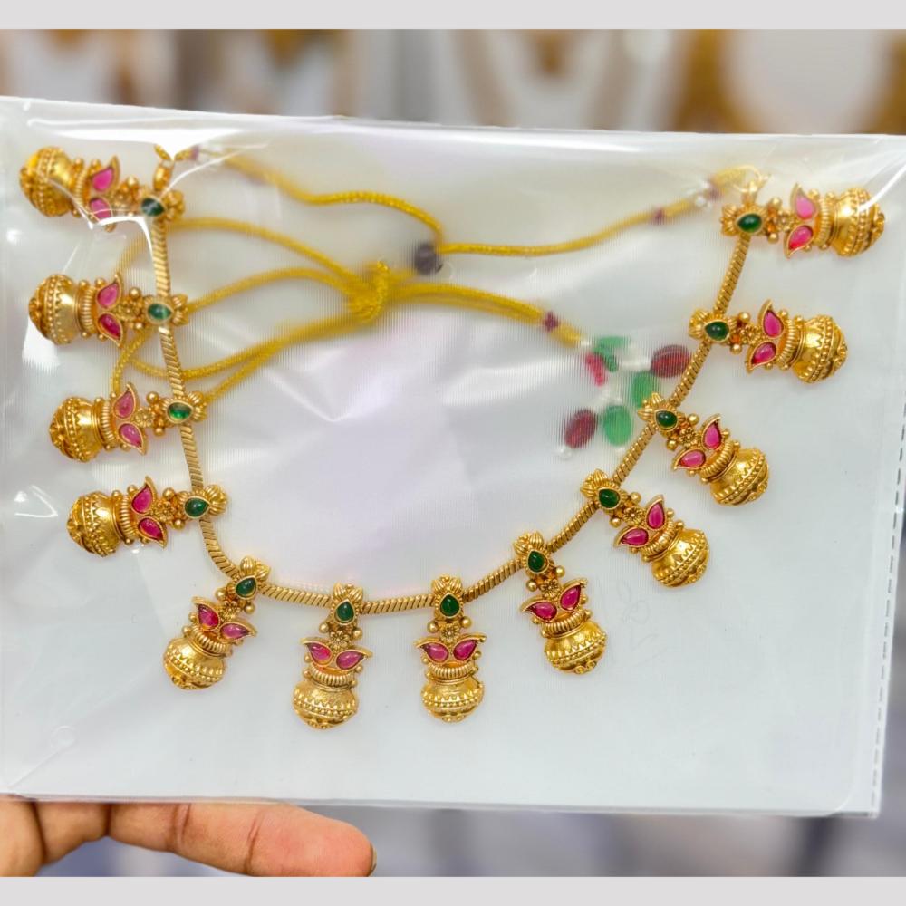 Manisha Jewellery Shine Bright Gold Plated Pota Stone Necklace Set