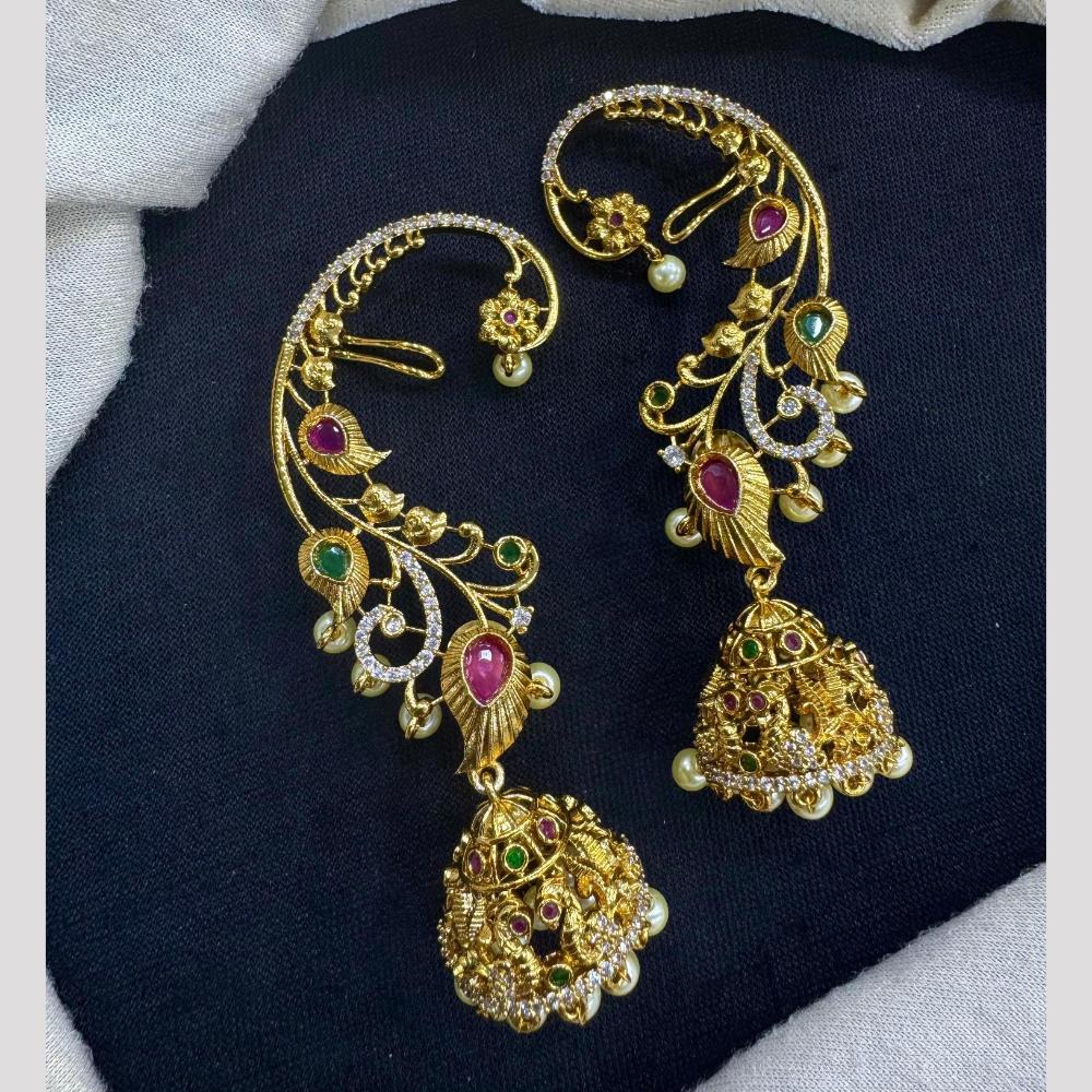 Manisha Jewellery Elegant Gold Plated Pota Stone And Austrian Jhumki Earrings