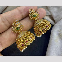 Manisha Jewellery Elegant Gold Plated Pota Stone And Austrian Jhumki Earrings