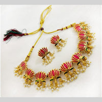 Manisha Jewellery Kemp Stone Necklace Set with Intricate Detailing OF Lotus Design